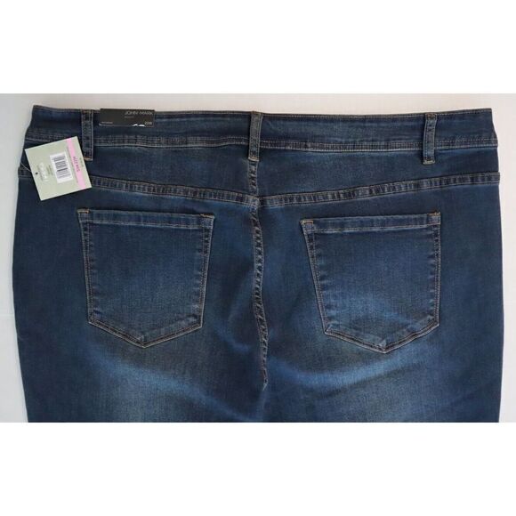 John Mark Women's Plus Sz 22W Dark Blue Frayed Hem Denim Boyfriend Jeans $119 - Picture 11 of 11